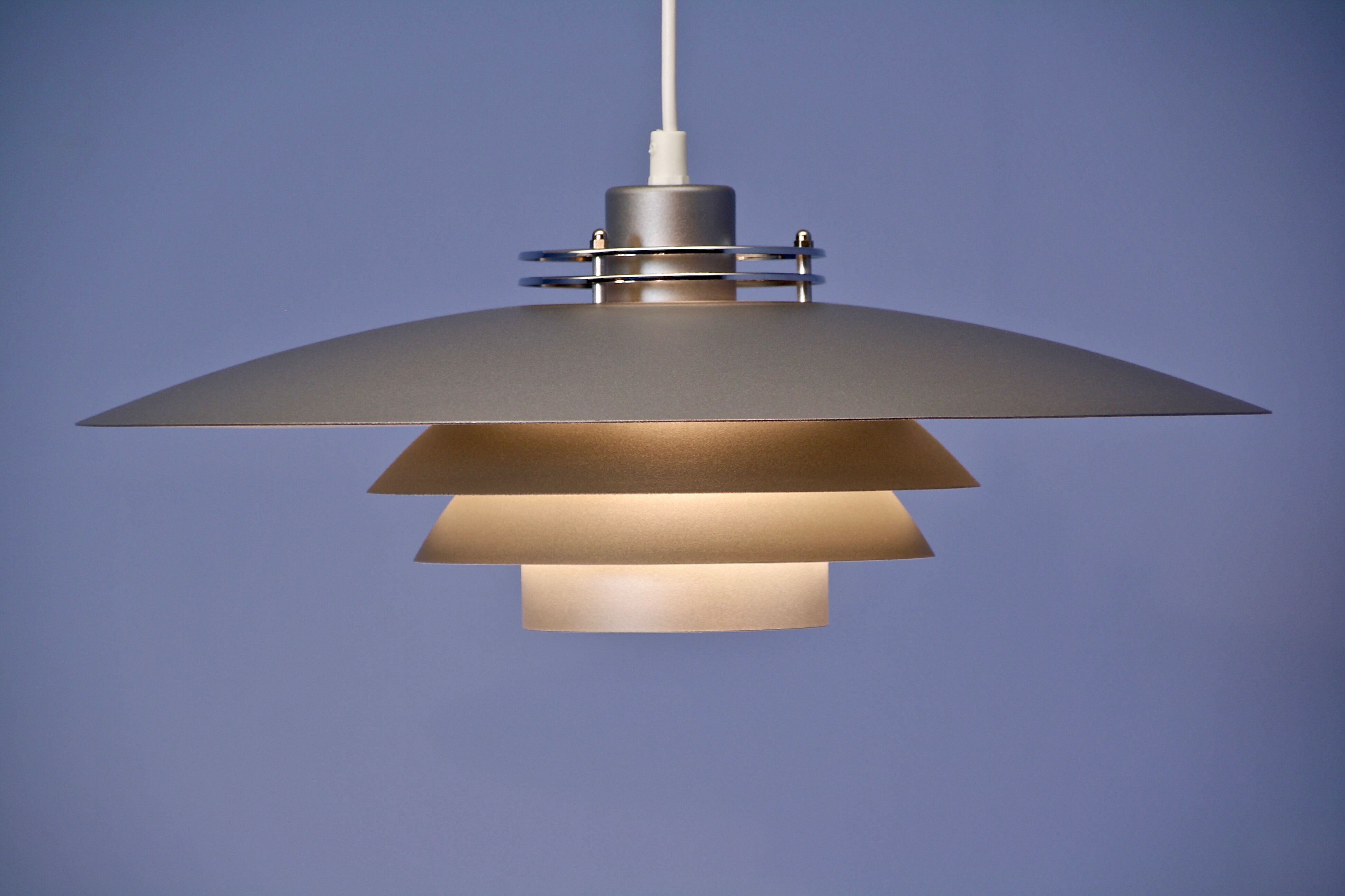 Danish XL hanging lamp in grey, 1970s