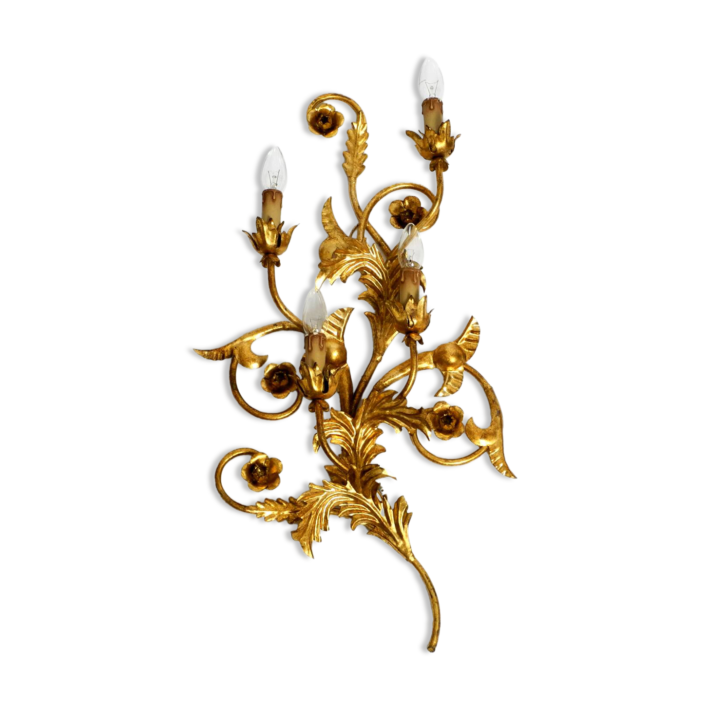 XL 1960s Italian gold-plated wall lamp with four sockets | heigh 80ccm