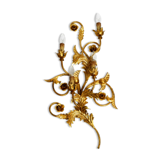 XL 1960s Italian gold-plated wall lamp with four sockets | heigh 80ccm