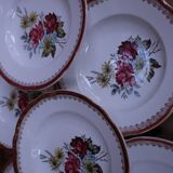 8 deep plates in half porcelain signed FB Floral decoration