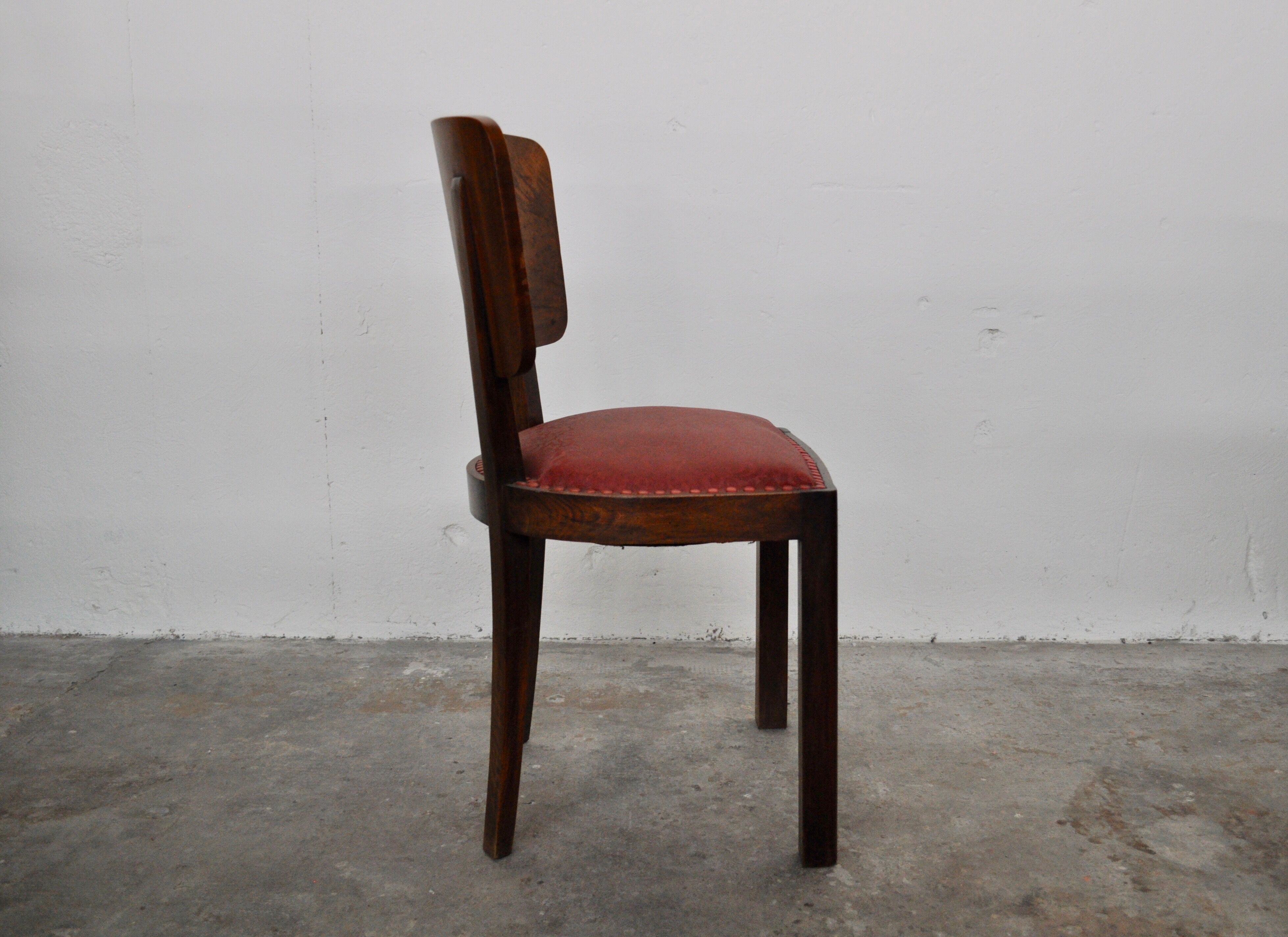 Vintage dining chairs in walnut, italy, 1930s, set of 6
