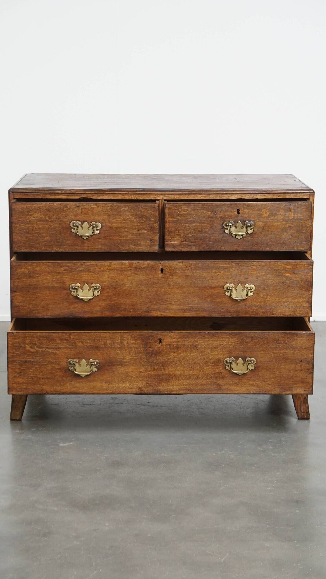 Antique Early 19th-Century English Oak Chest of Drawers/Commode