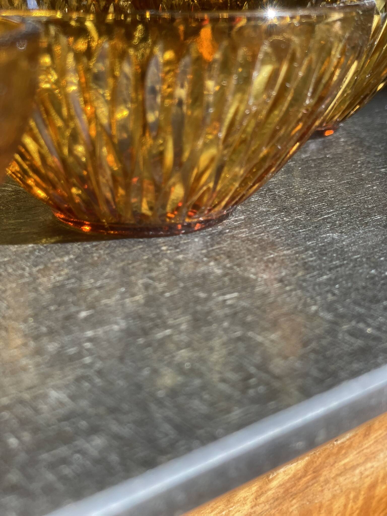 6 vintage amber glass bowls