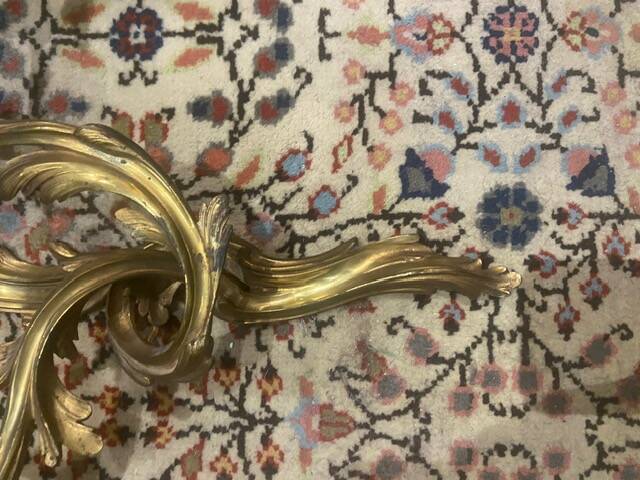 Pair of gilded bronze wall sconces with two lights - Louis XV style