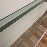 Console métal et verre, pièce unique 1980