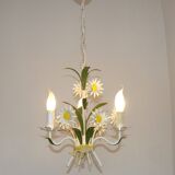 Lustre 3 feux en métal et motifs floral, France