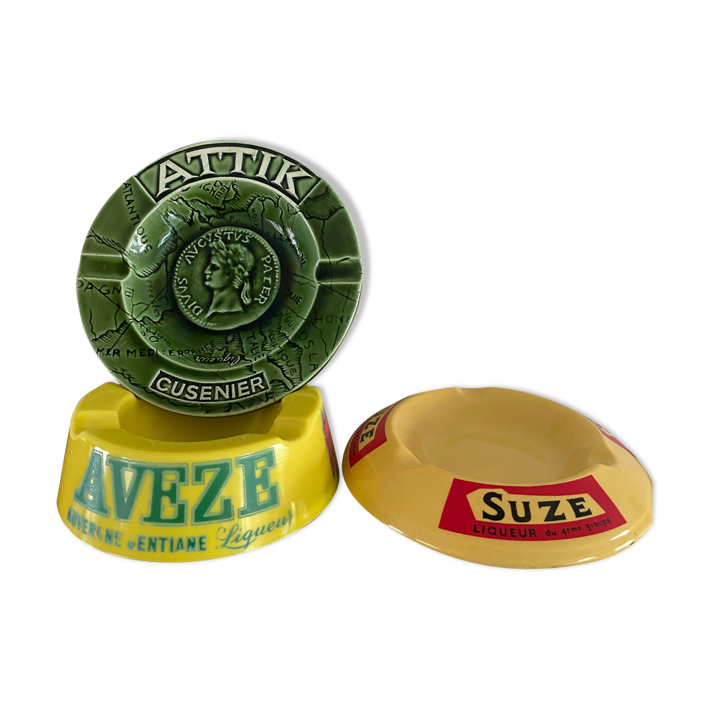 Trio of bistro ashtrays, early twentieth sit