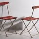 Antique red folding garden chairs (circa 1920). Set of 4 pieces