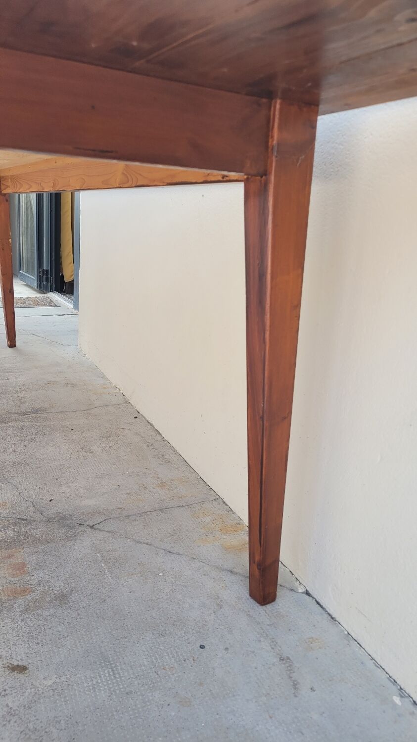 Old farmhouse table with mosaic top and tapered legs - 2m64