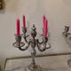 Pair of four-light candelabra in silver-plated metal in Louis style.