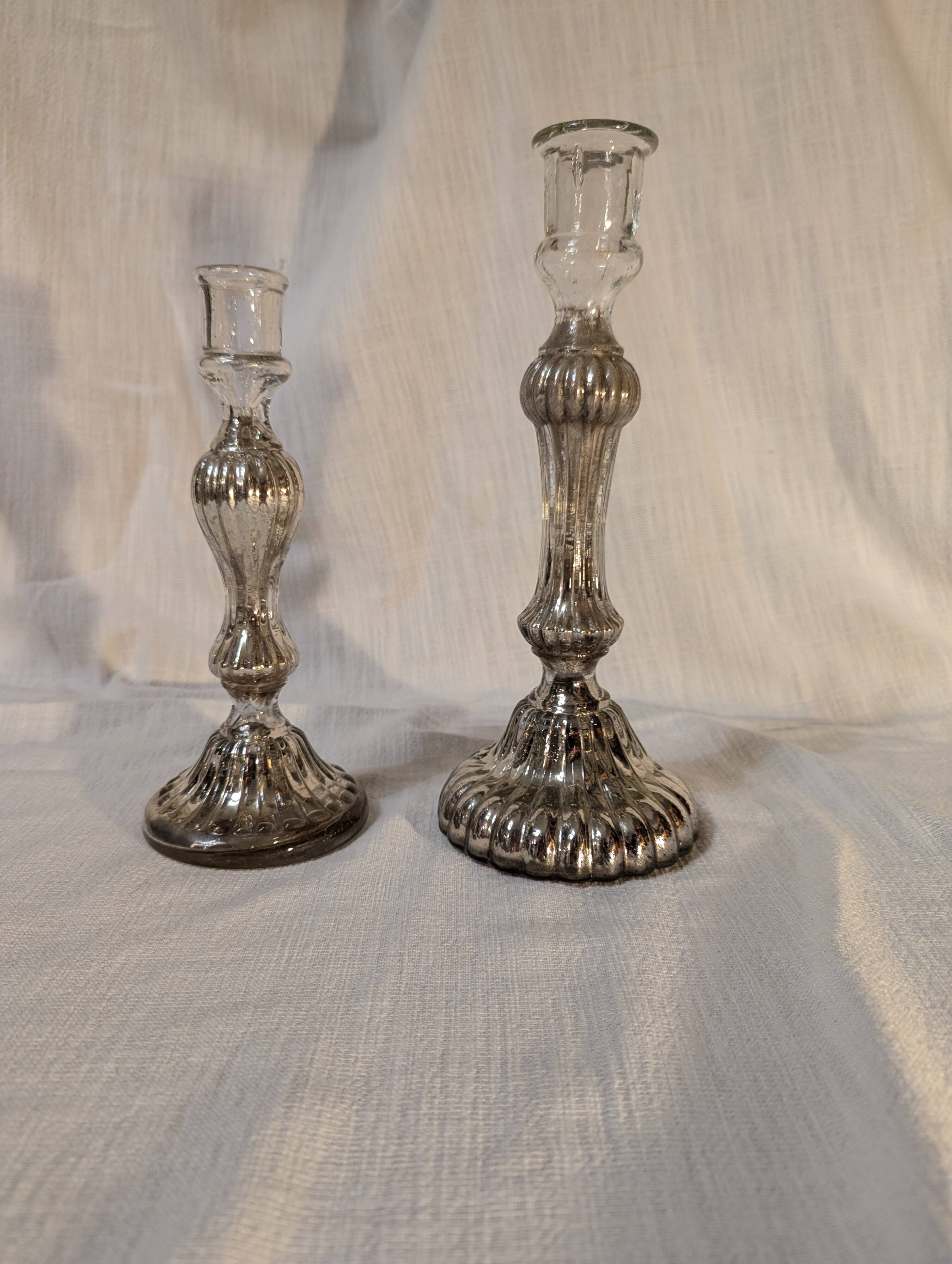 Eglomisé glass candle holders