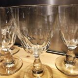 5 antique wine glasses with cut sides