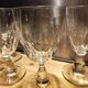 5 antique wine glasses with cut sides