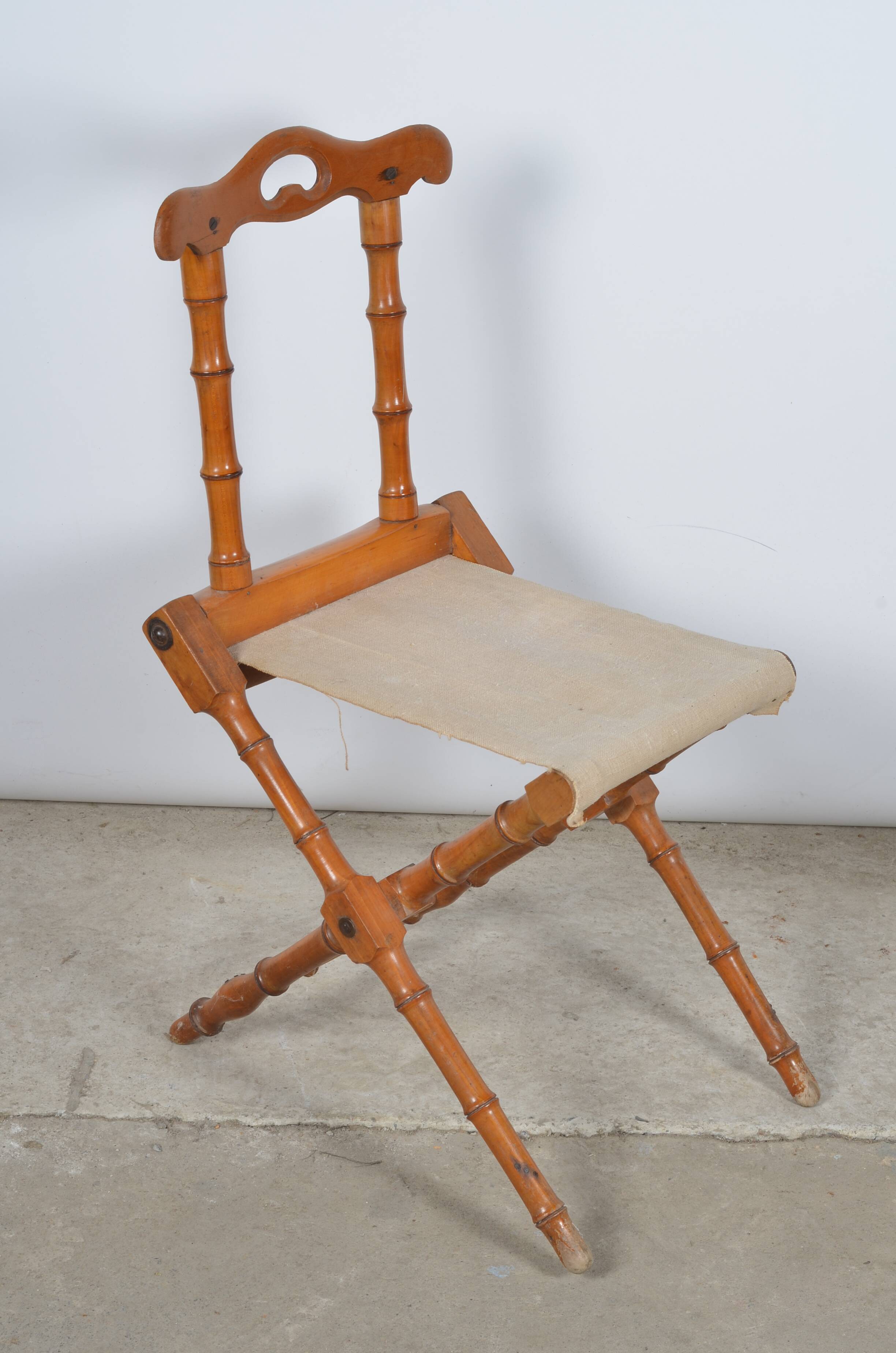 Folding wooden chair imitation bamboo