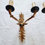 Pair of Empire style wall sconces in gilded bronze and Empire green, mid