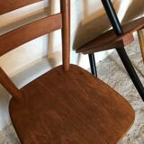 Set of 4 mismatched vintage chairs compass legs