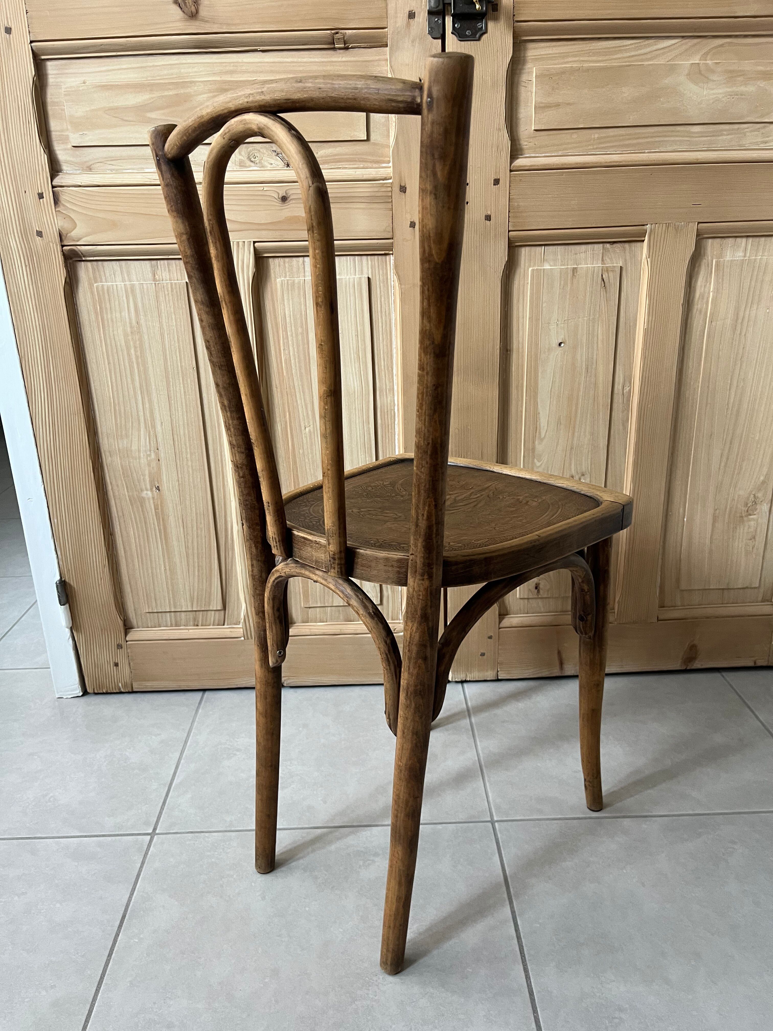 Chaise bistrot assise coquelicot, 1900