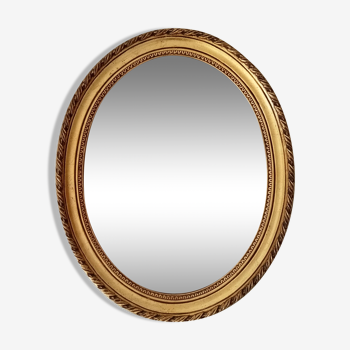 Vintage Louis XVI style golden oval mirror 57*47cm