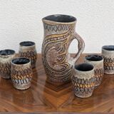 Vintage Accolay ceramic orangeade set, 1960s