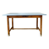 Antique farmhouse table with blue formica top