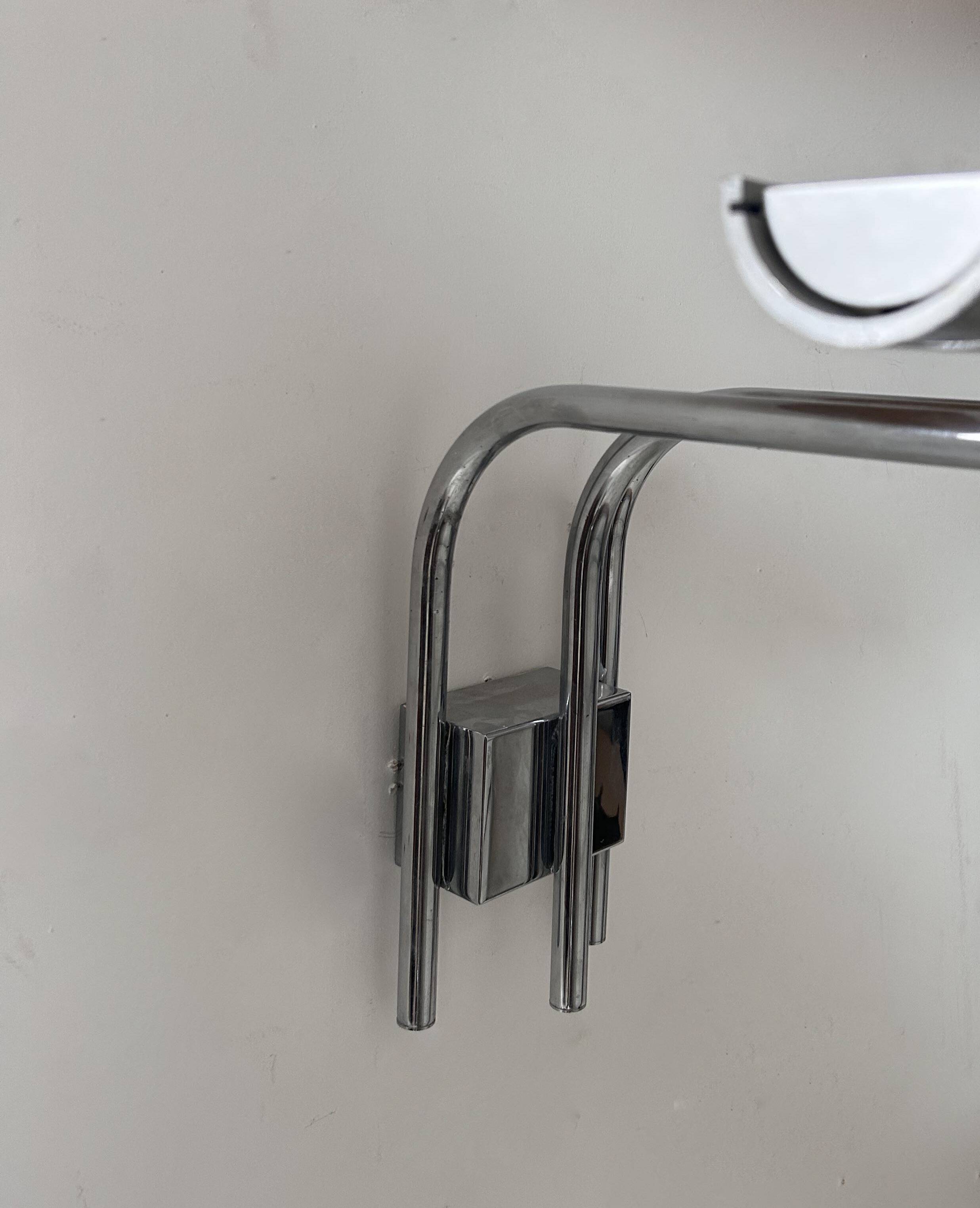 Pair of vintage Lumière Studio glass wall lights, chrome-plated metal, France 1970