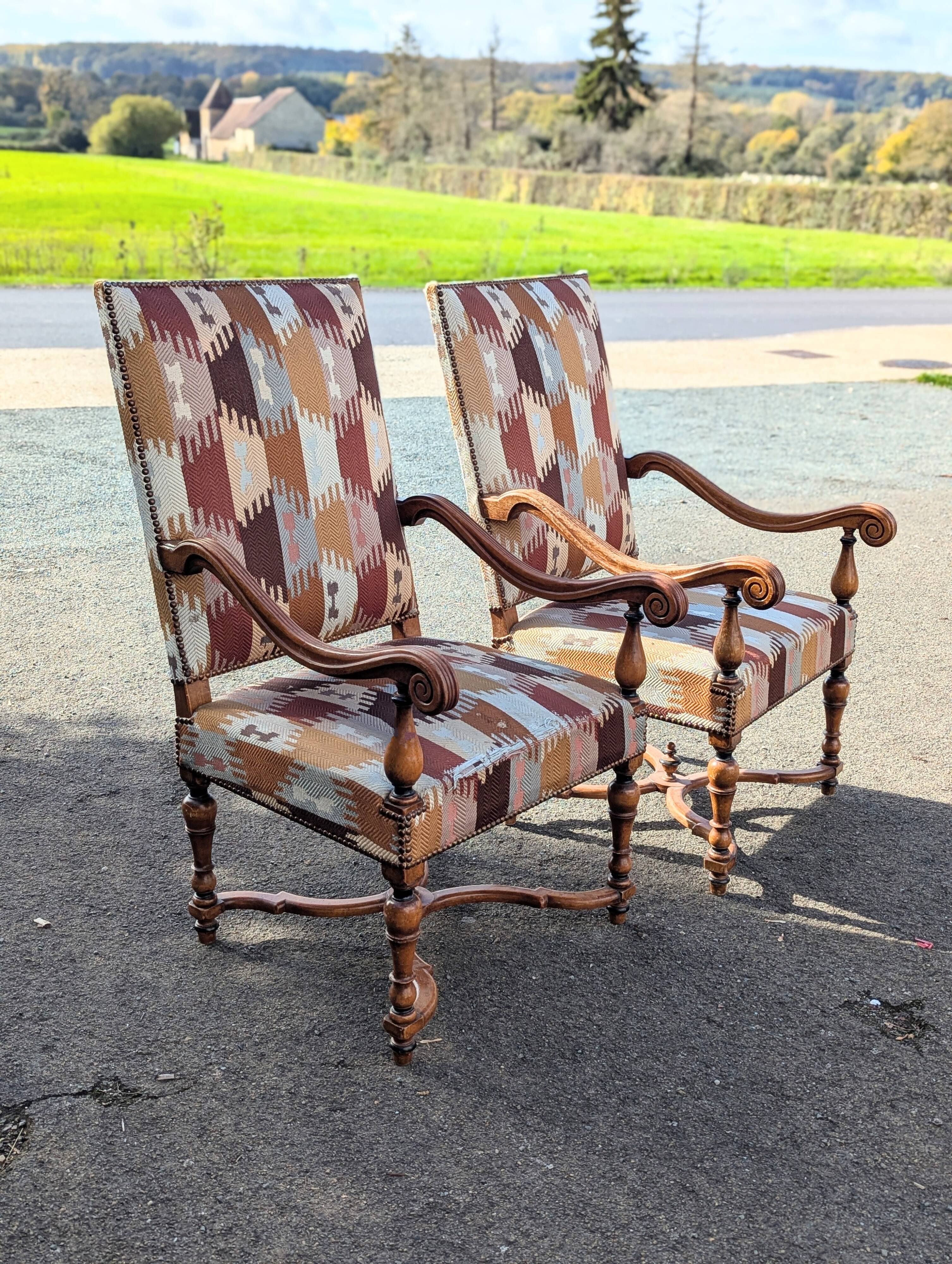 Pair of Louis XIII armchairs