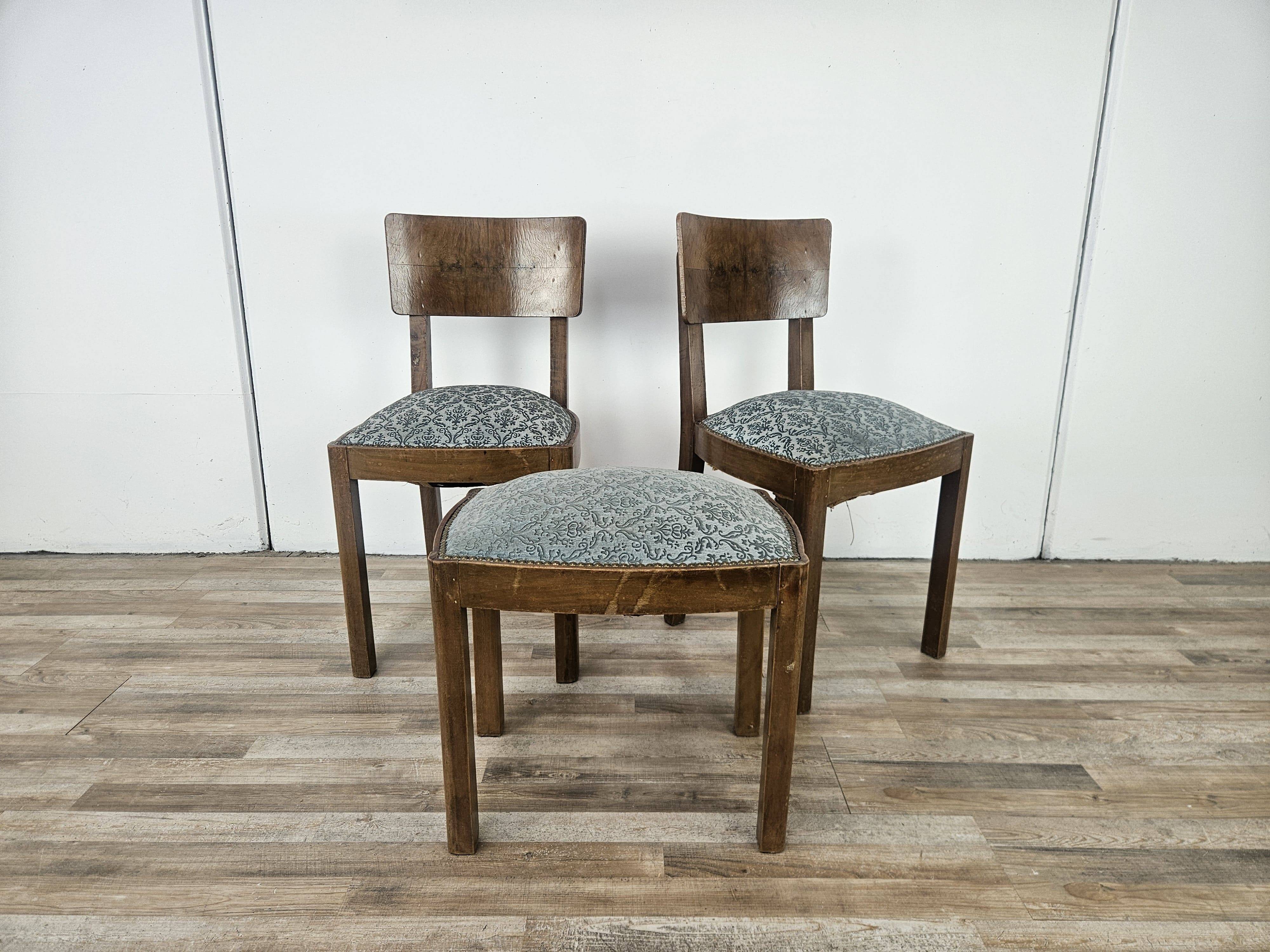 Art Decò set of chairs with stool