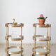 Pair of round old brass glass desserts