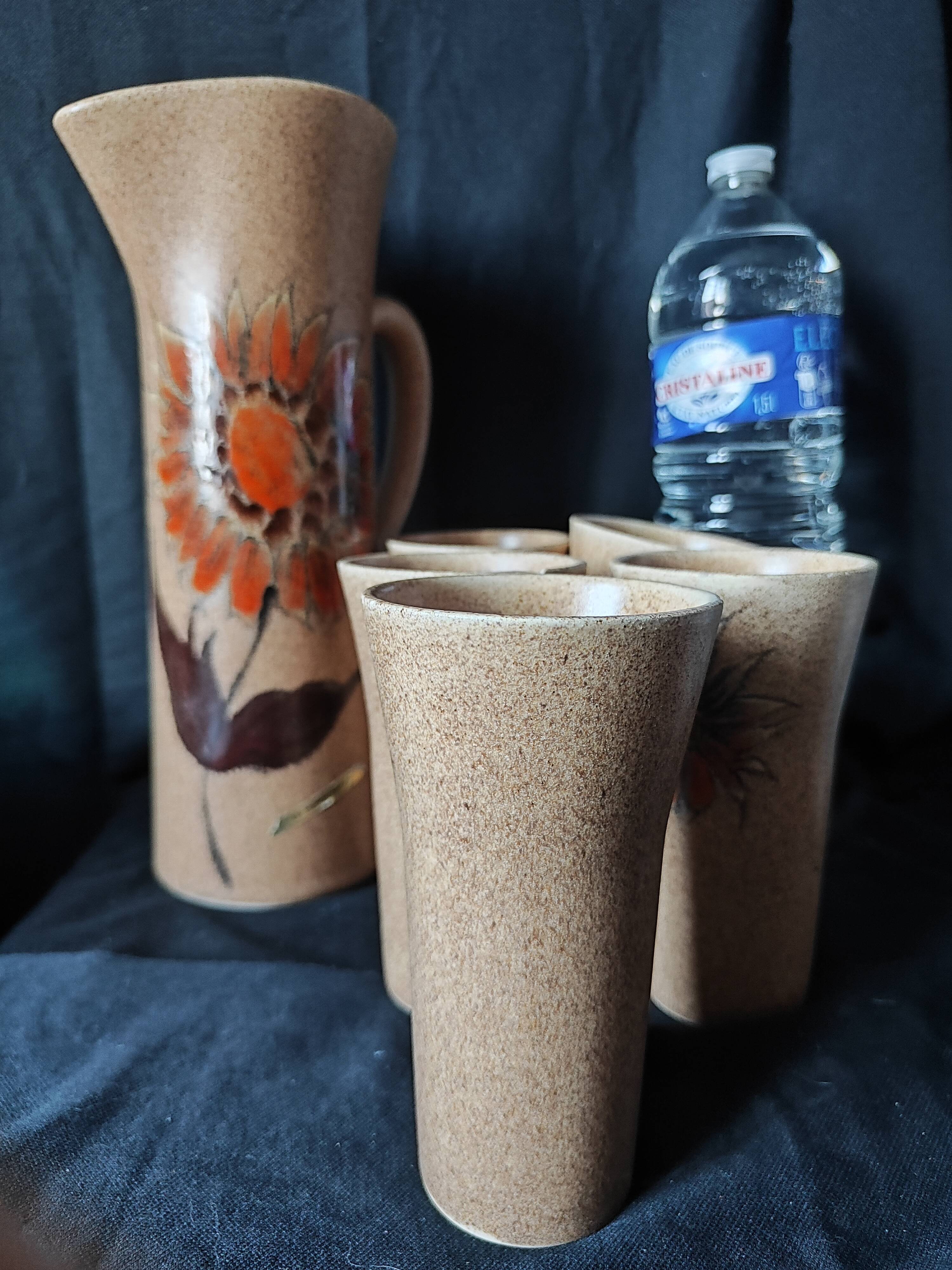 Vintage stoneware /Paci Claude Vallauris /orangeade service