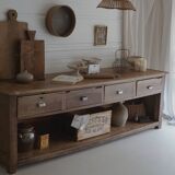 Old trading counter in solid oak – 19th century trade furniture