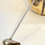 silver metal sugar bowl with gold patina