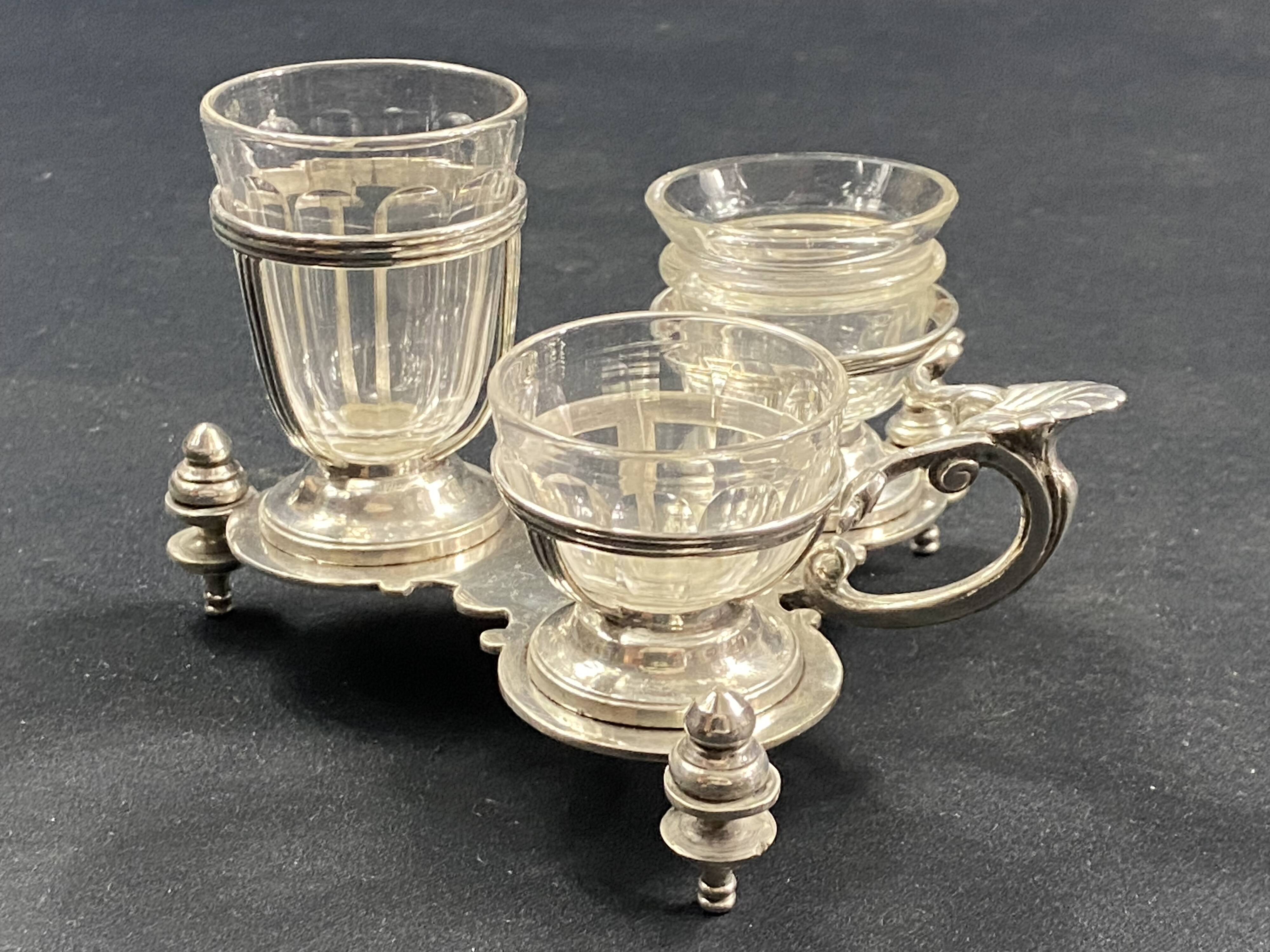 19th century Louis XV style condiment holder, silver or silver-plated metal frame