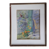 Antique painting depicting a landscape