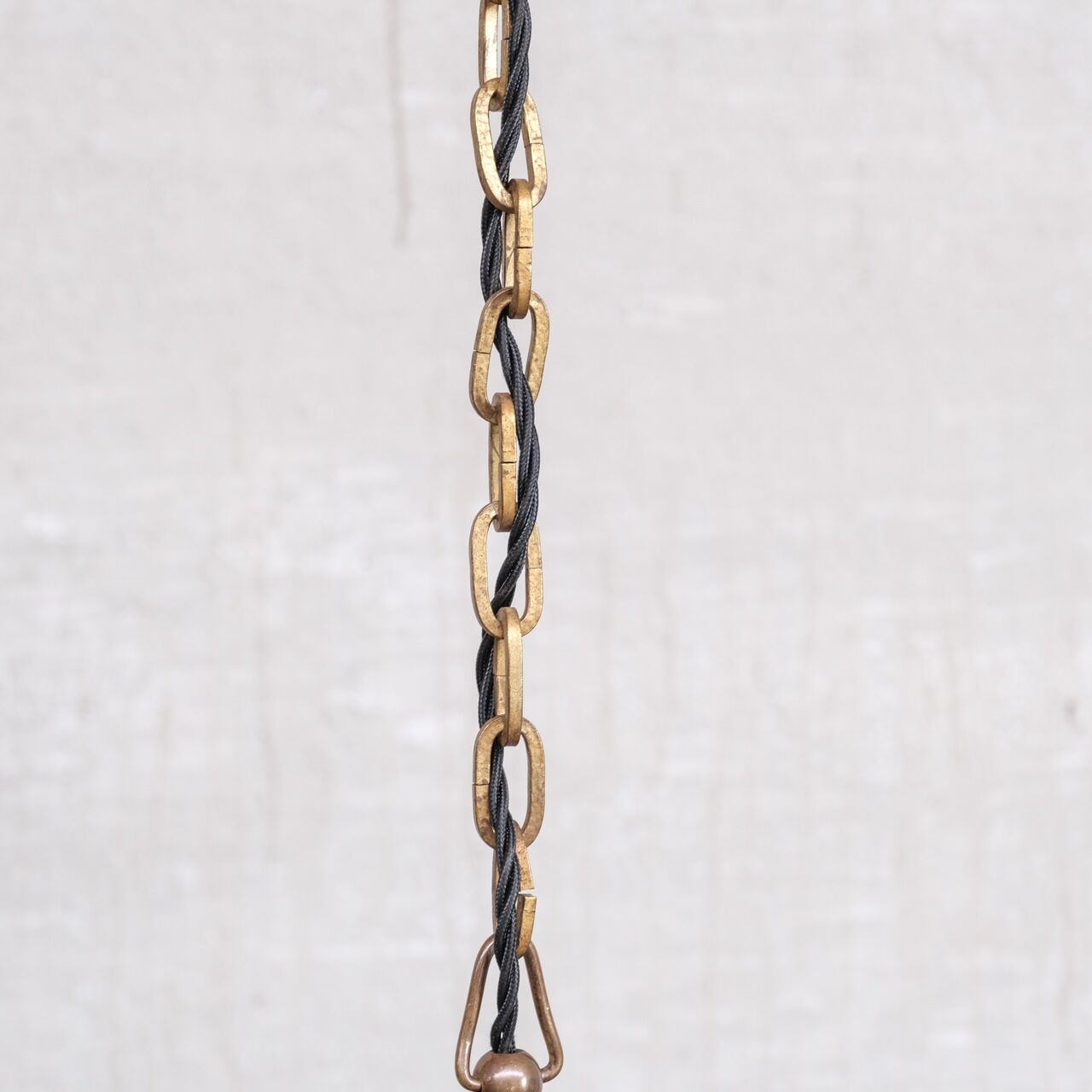 French Antique Prismatic Glass and Brass Pendant Light