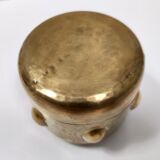 Vintage cylinder embossed brass storage box, italy
