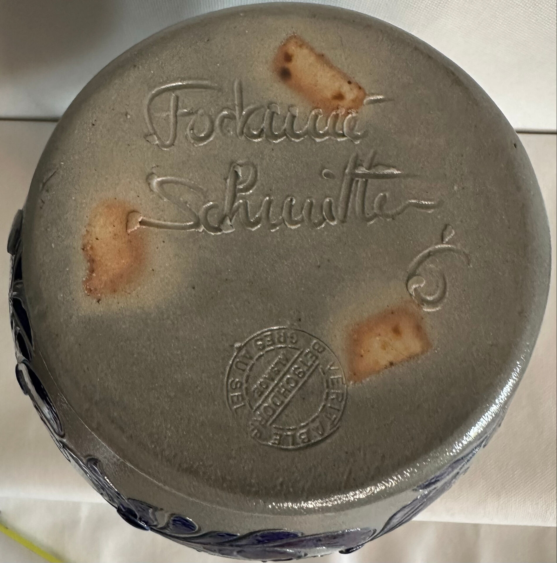 Vase en grès émaillé décor paon – Fait main – Fodor Schütte