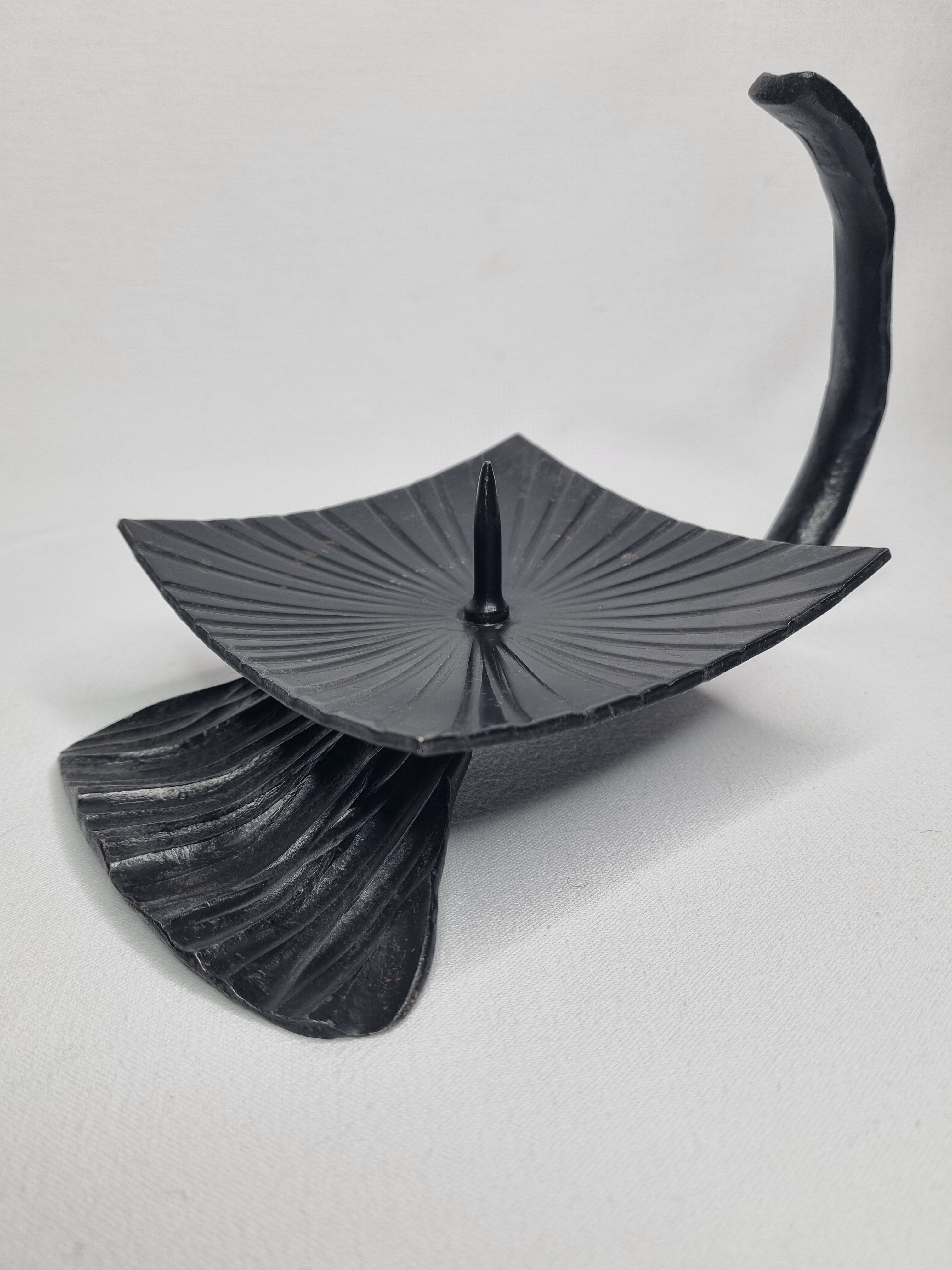 Art Deco wrought iron spade in the shape of Ginkgo Biloba leaf