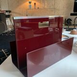 Magazine holder 70s plexiglass burgundy