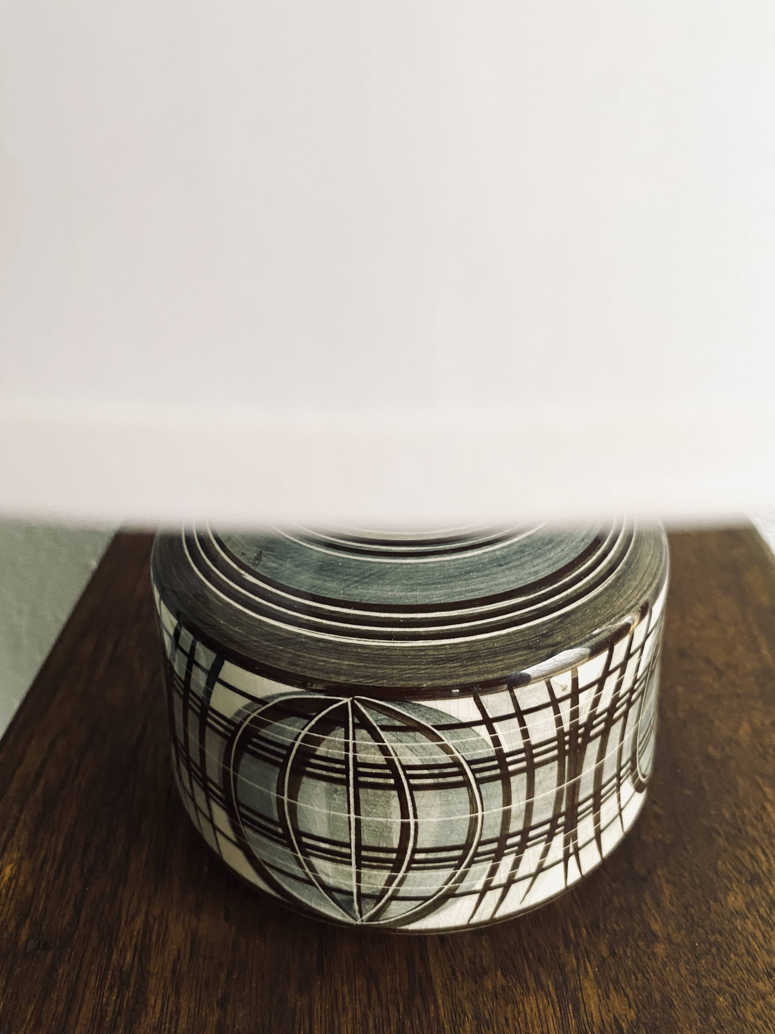 Earthenware lamp, braided fabric cable, 70s