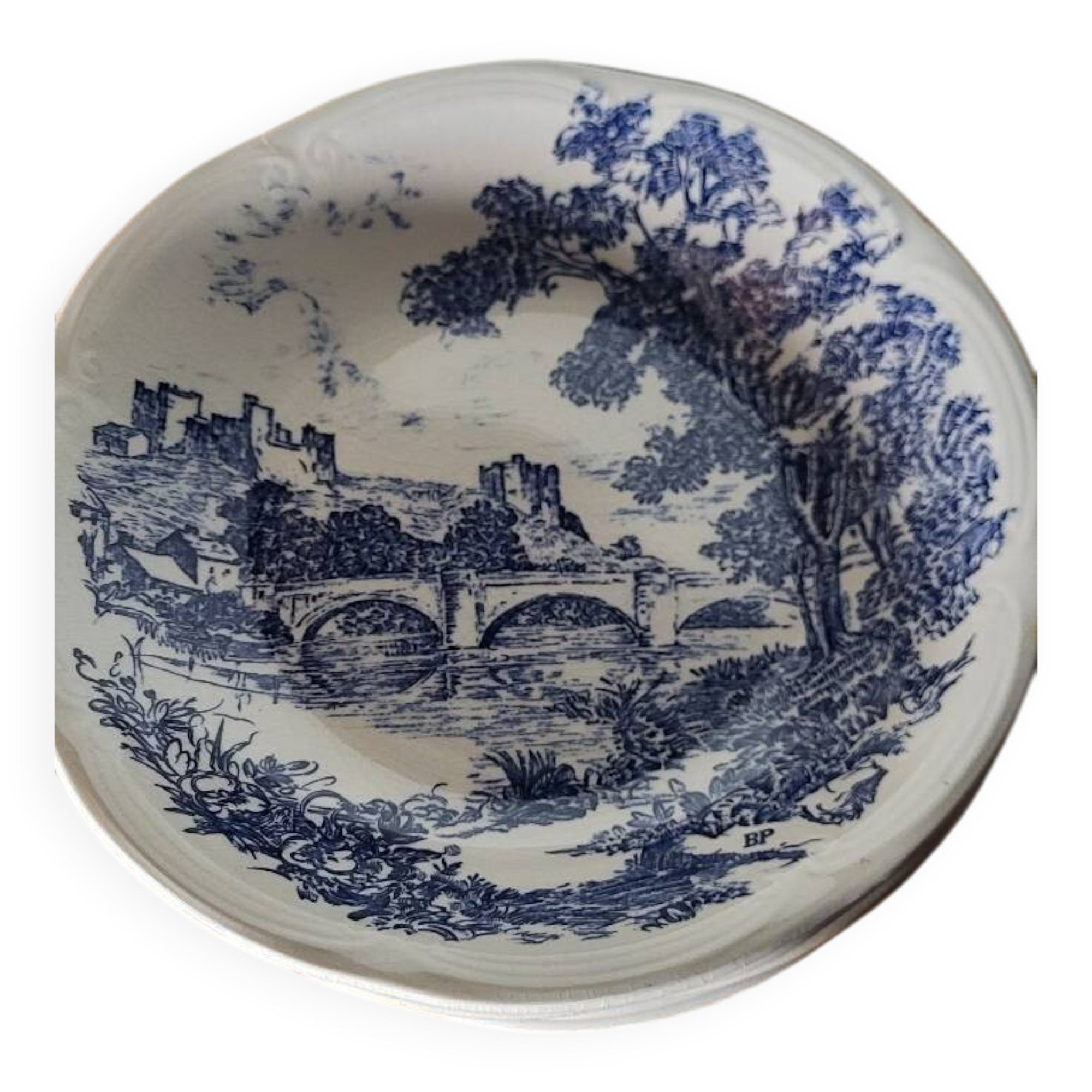 6 assiettes creuses Gien Bleu décor