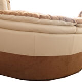 Leather and microfiber angle sofa