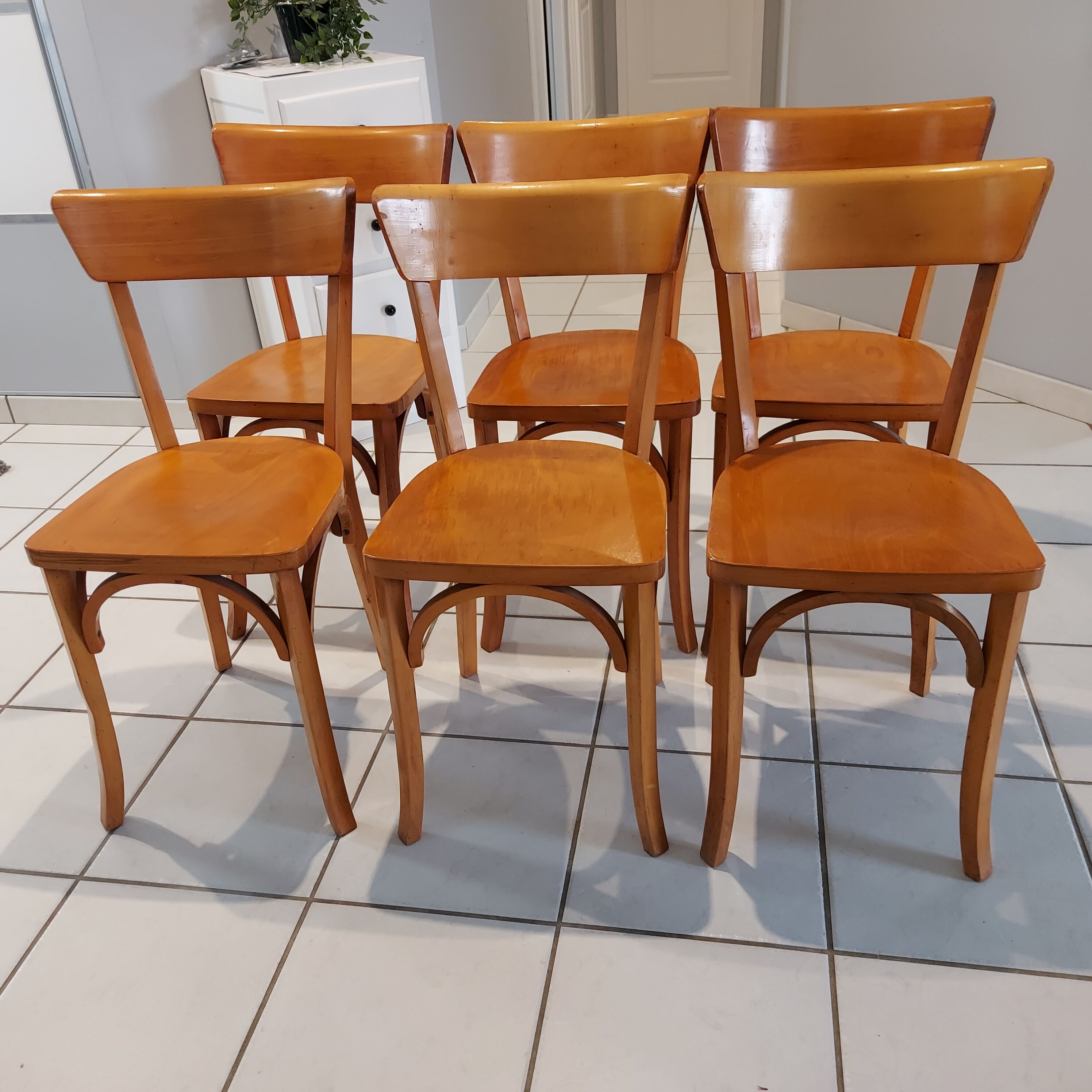 Suite of 6 chairs of Vintage Bistrot 1960s