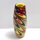 Black, Red and Yellow Encased Hand-Blown Murano Glass Flower Vase, Italy