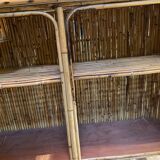 Vintage wine counter in rattan bamboo and wicker