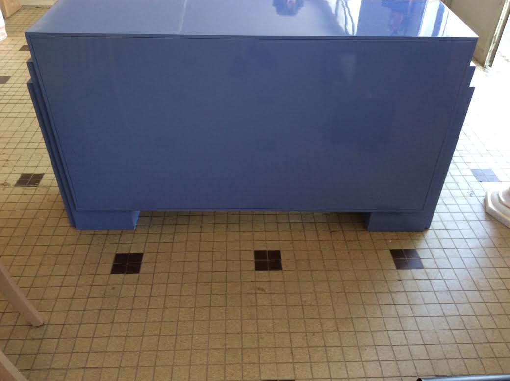 Blue lacquered low cabinet