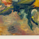 Bouquet de fleurs, huile sur assiette