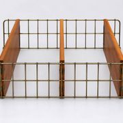 Vintage wall shelf in wood and gold metal – 1960s/70s