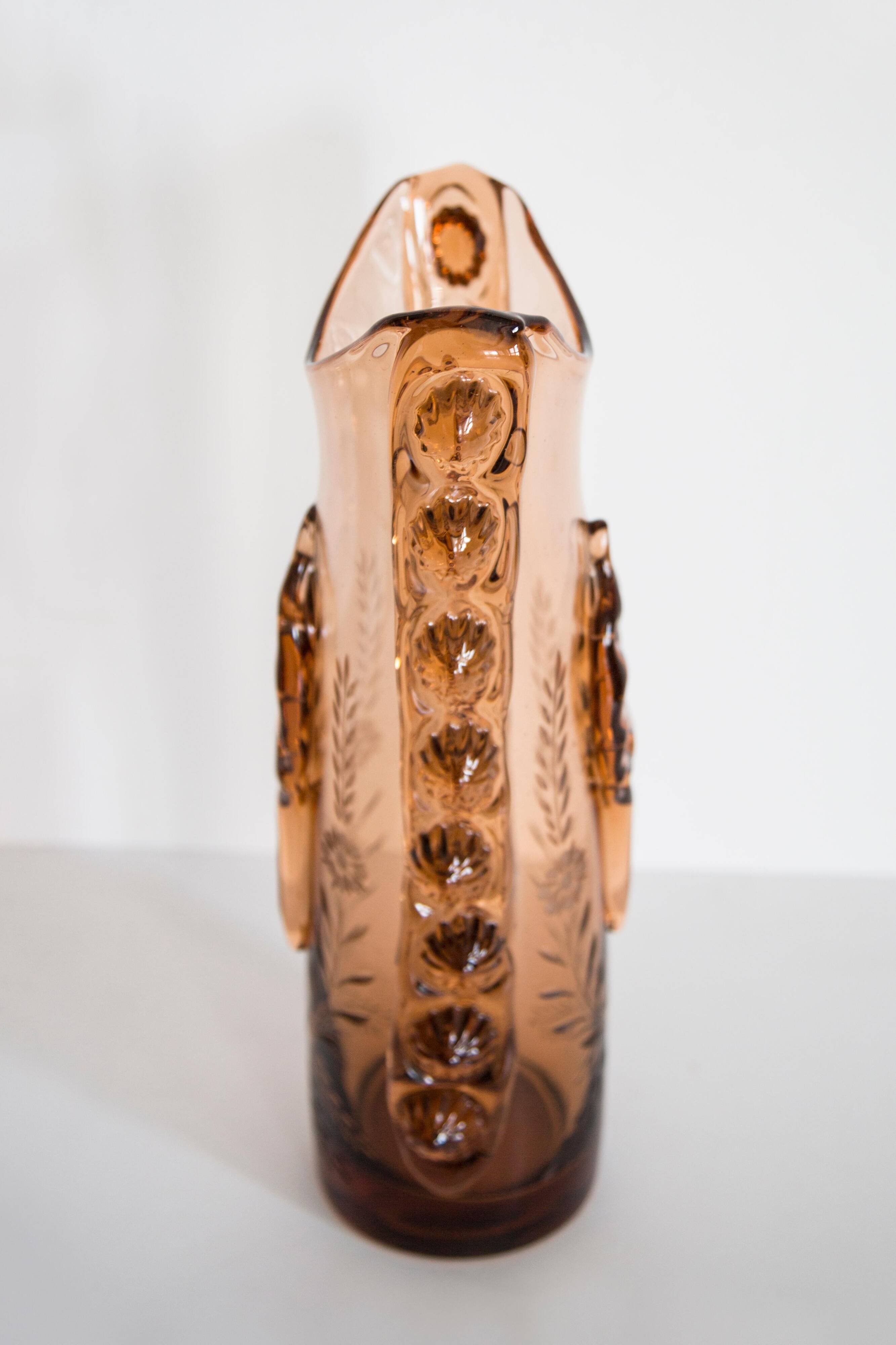 Vintage artistic vase in solid orange glass from Tarnowiec, Europe, 1970s.