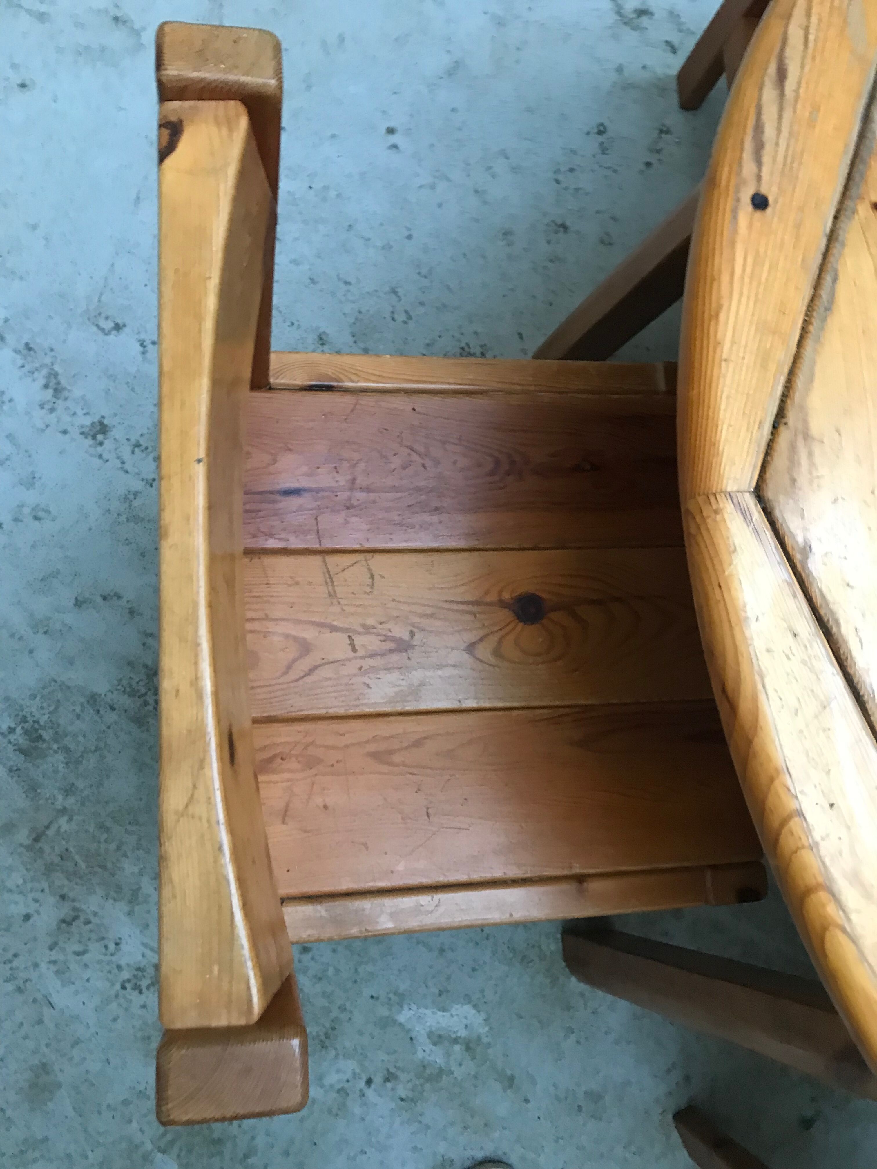 Ensemble table et chaises pin vintage
