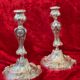 Pair of candlesticks, torches in silver bronze